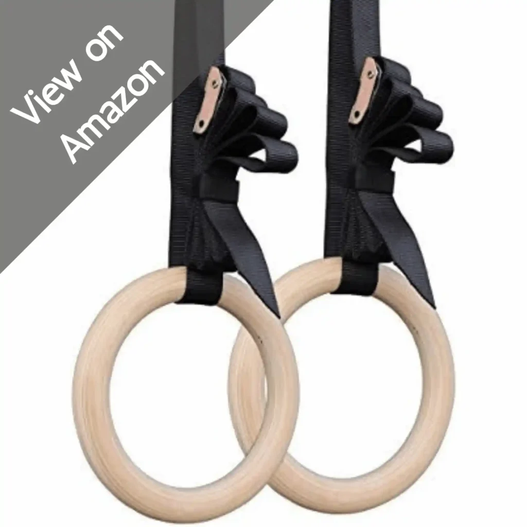 Titan Fitness 31.75mm Gymnastics Rings hanging on home