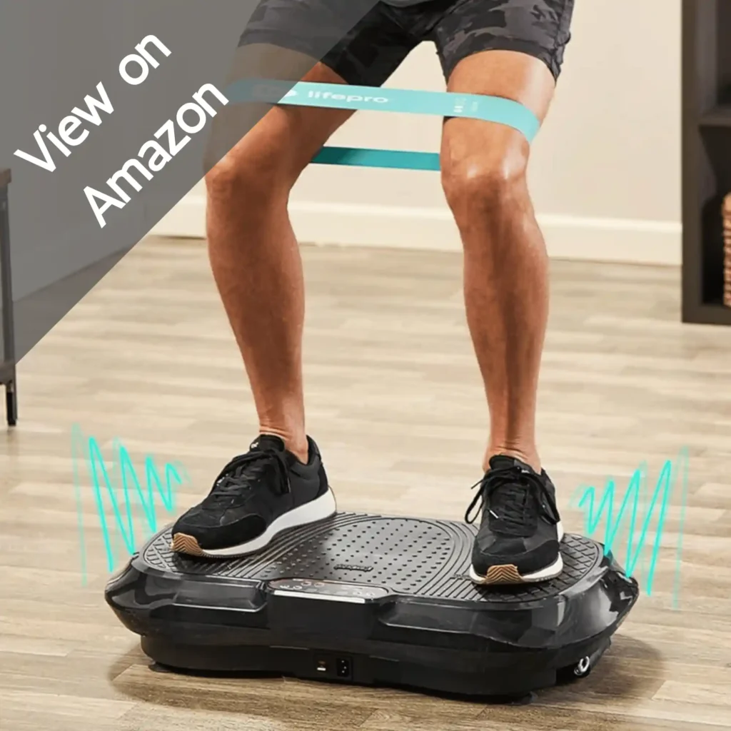 boy checking vibrations of Lifepro Waver Vibration Plate Exercise Machine