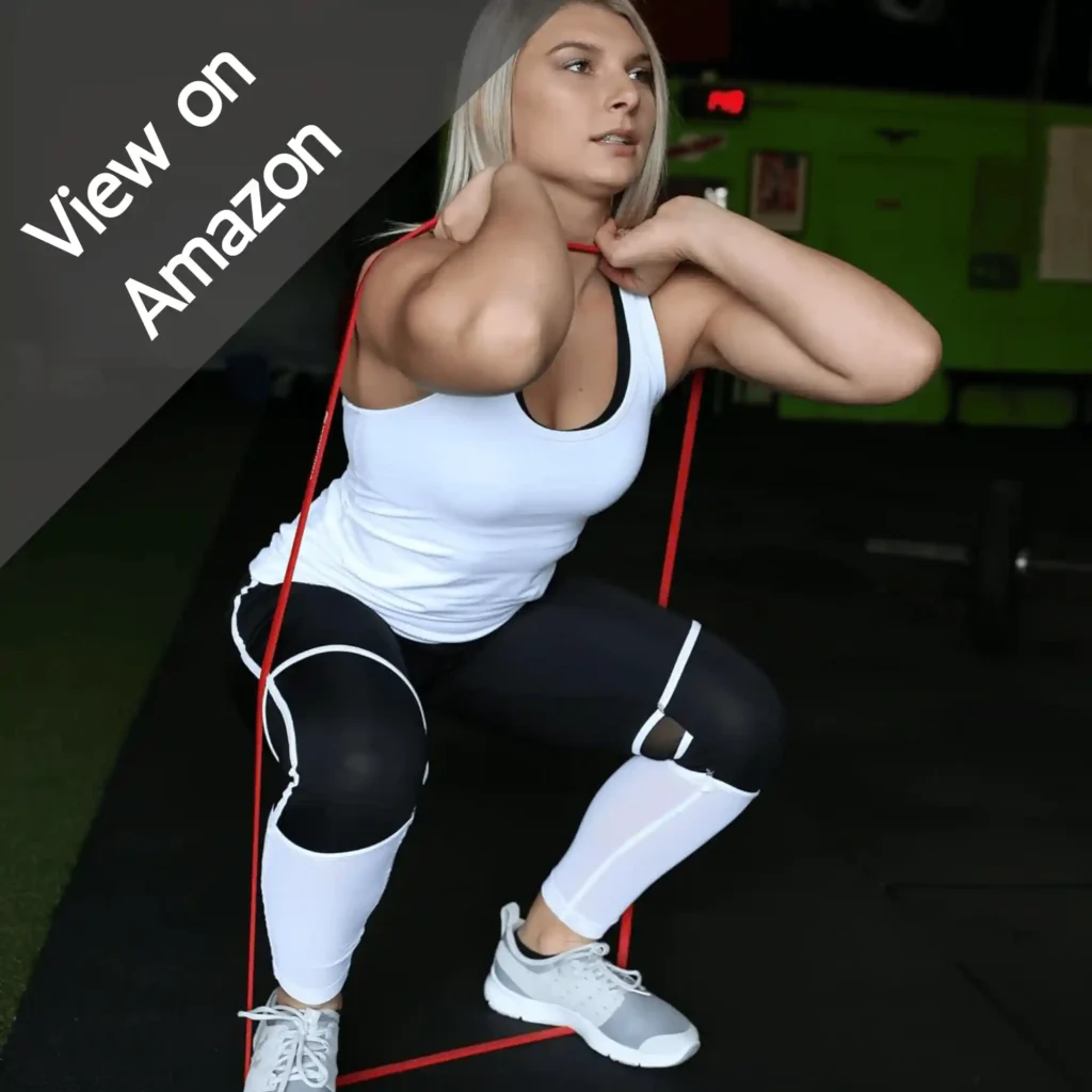Girl exercising with WODFitters Pull Up Assistance Band for Stretching 